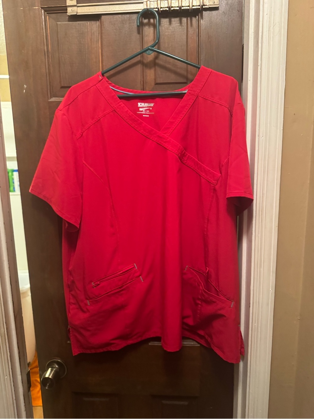 Women’s 3XL Scrubstar Red V-Neck Scrub Top